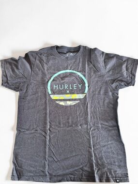 Hurley Graphic Tee Medium Black Surf Skate Beach Casual Shirt